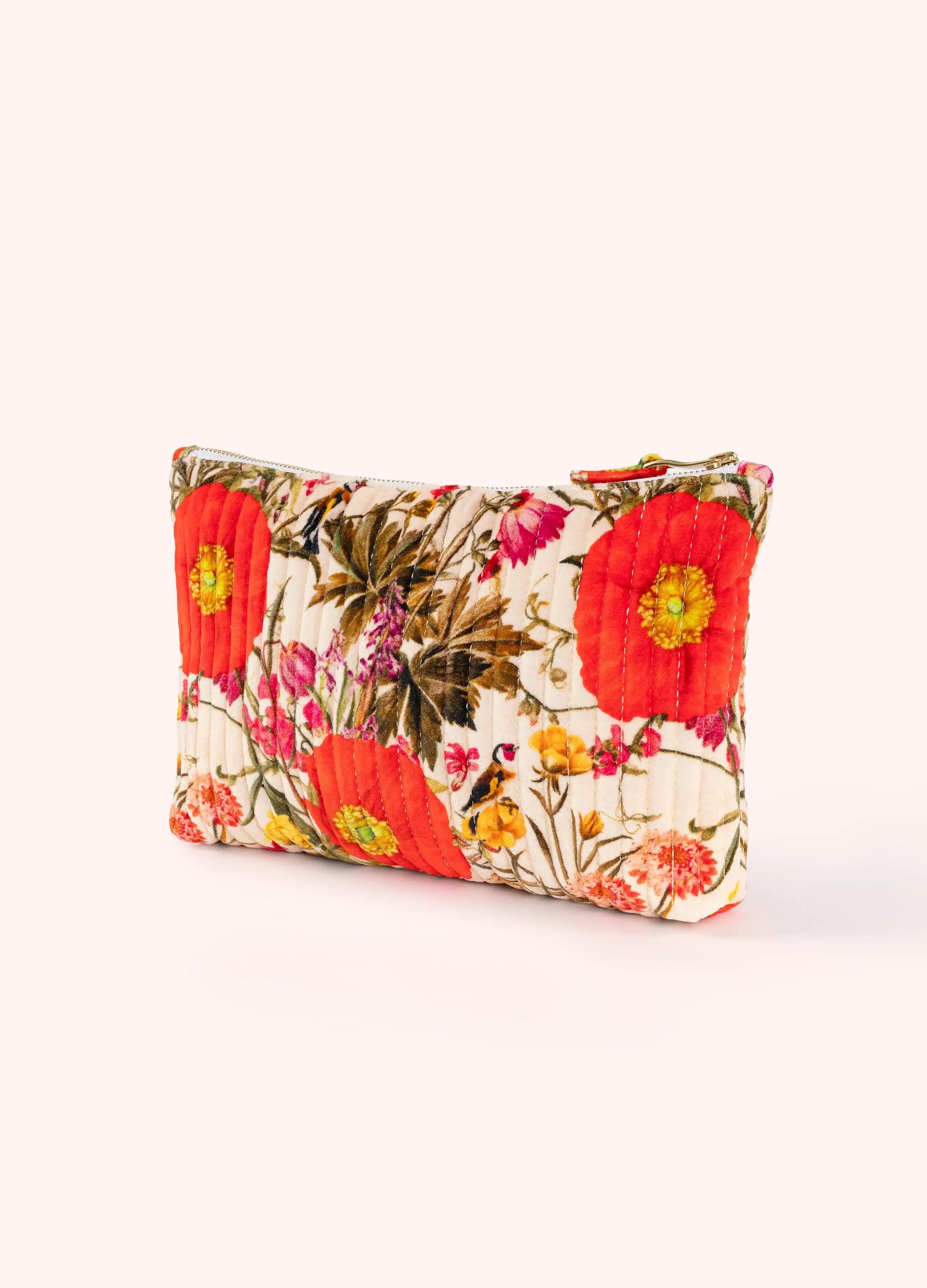 Powder Design Quilted Velvet Zip Pouch - Fine Flowers