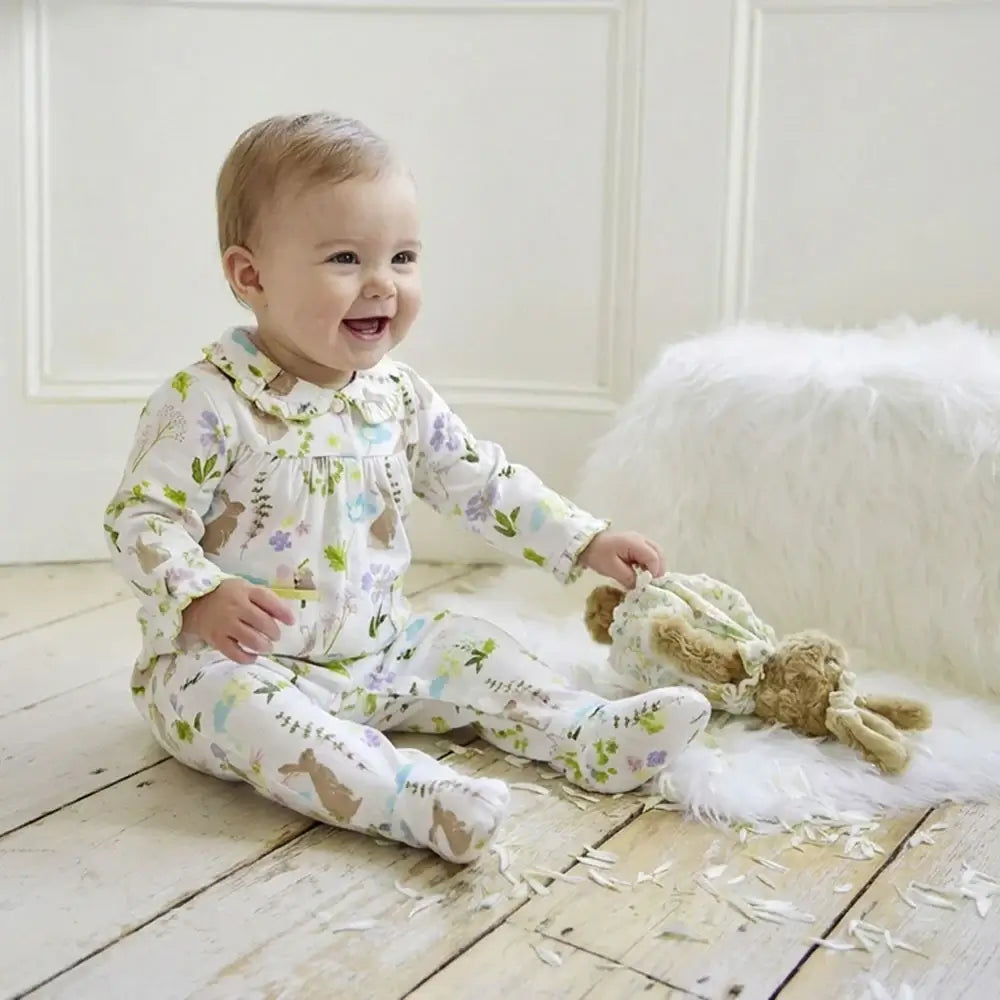 Meadow Print Rabbit Baby Jumpsuit