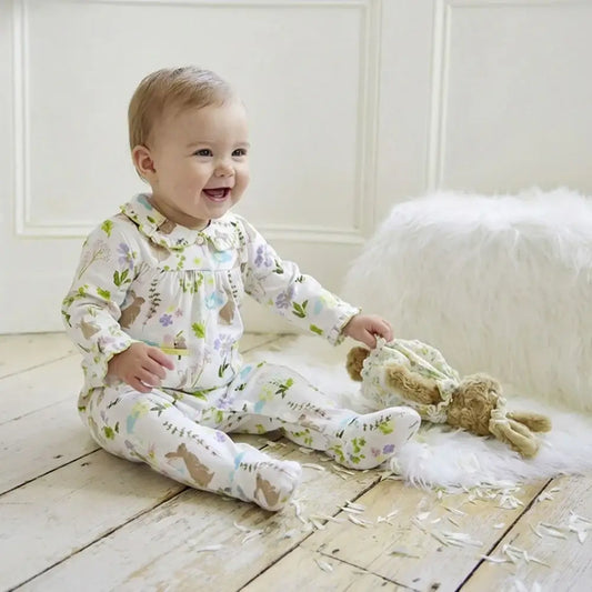 Meadow Print Rabbit Baby Jumpsuit