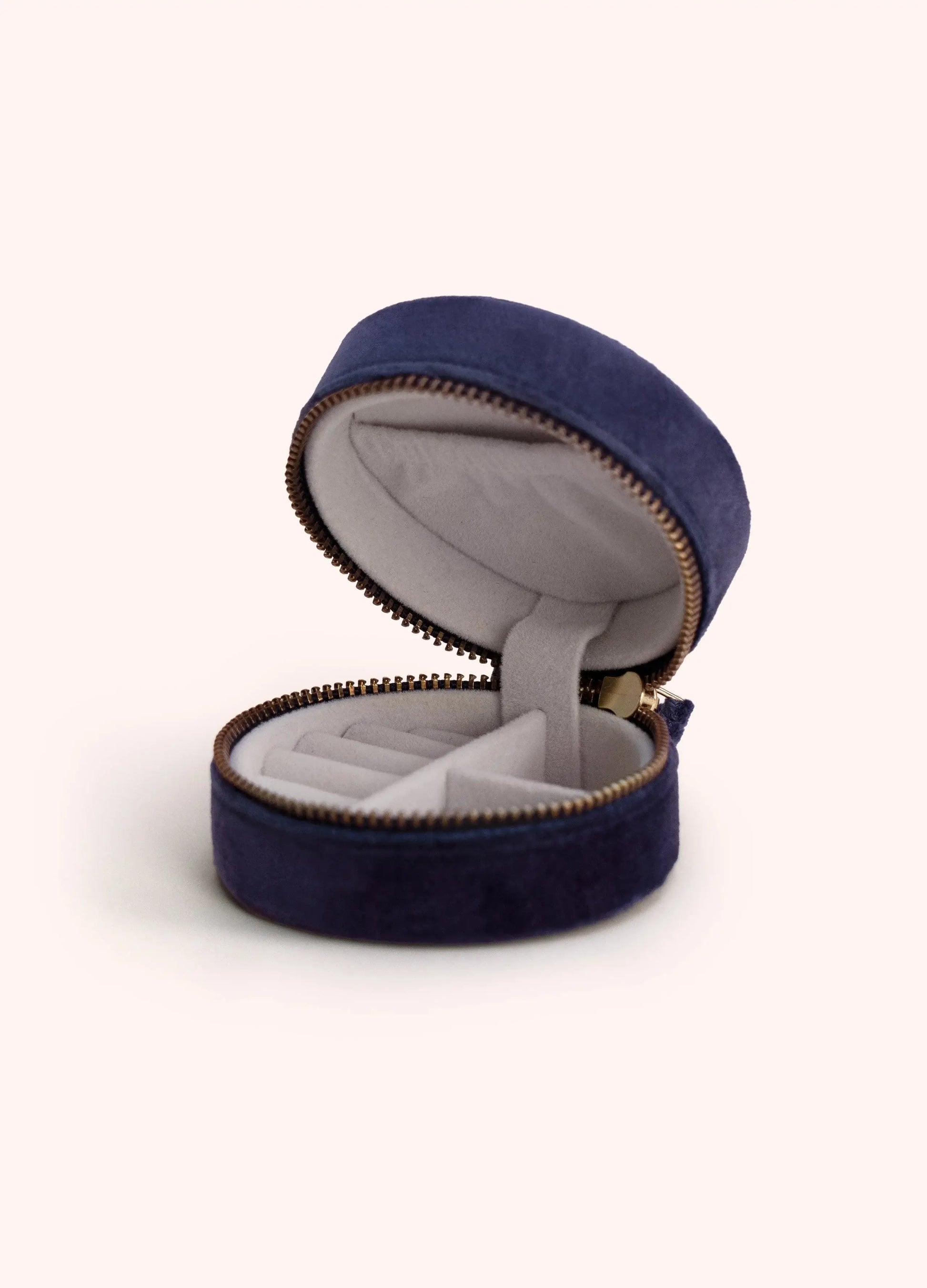 Powder Design Round Jewellery Box - Navy Floral
