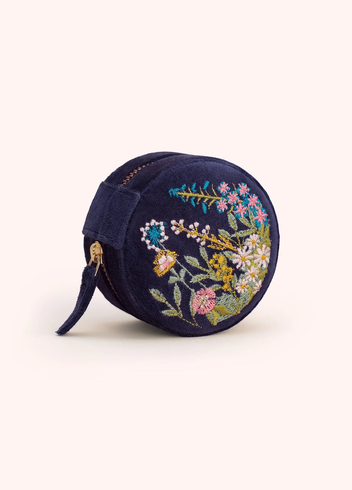 Powder Design Round Jewellery Box - Navy Floral