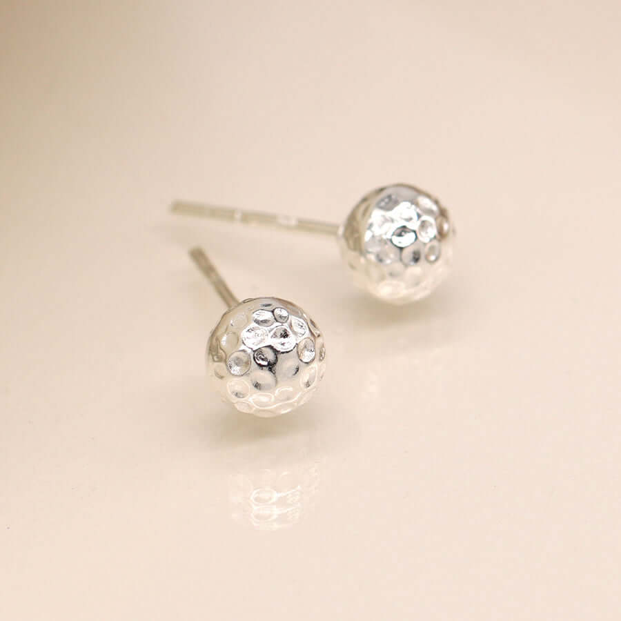 POM925 - Sterling silver hammered ball earrings