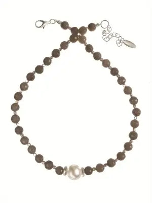 Grande Pearl Beaded Bracelet - Silver & Lichen
