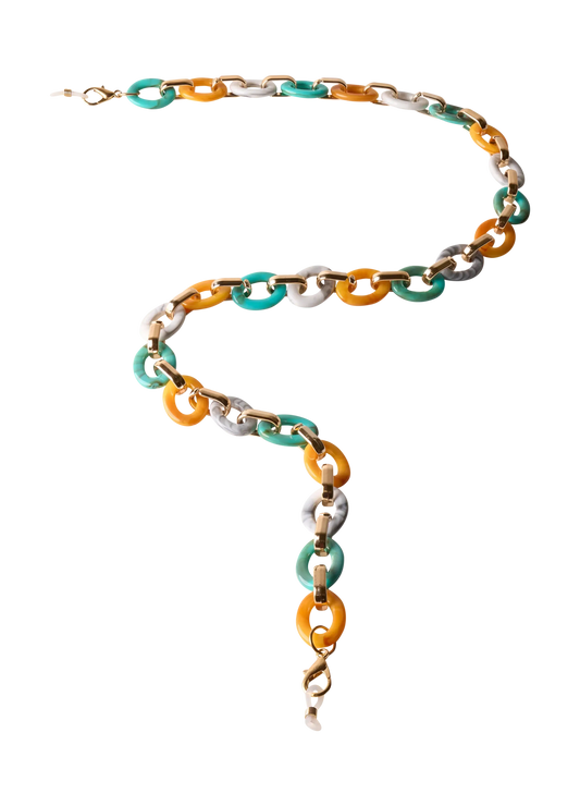Powder Design Sunglasses Chain - Turquoise/Mustard Link