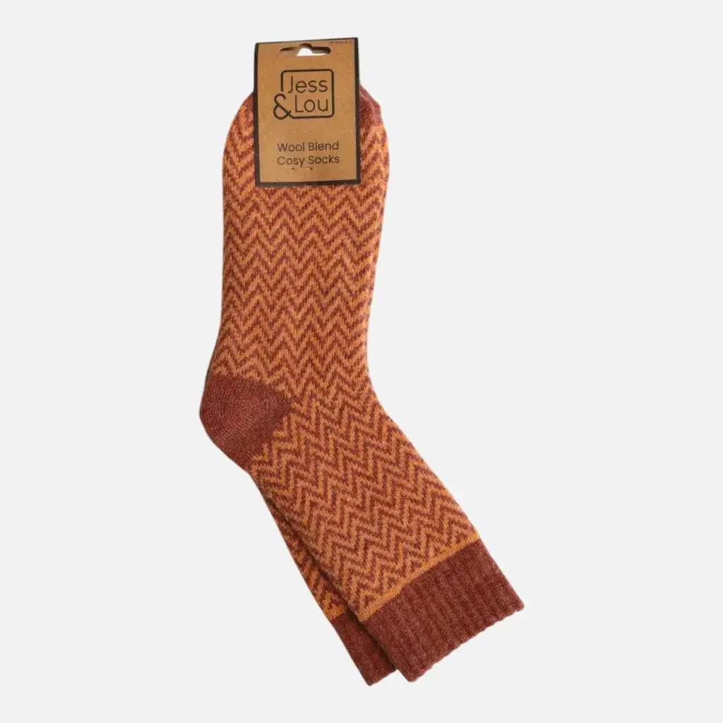 Jess & Lou - Hazy Herringbone Ribbed Cosy Socks