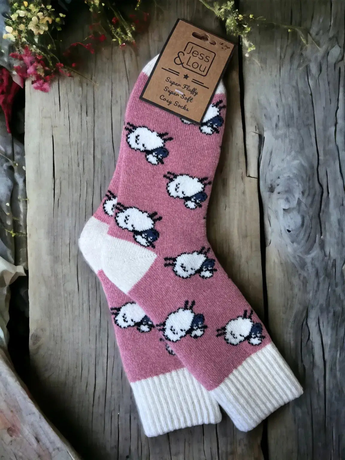 Jess & Lou - Shaggy Sheep Ribbed Cosy Socks