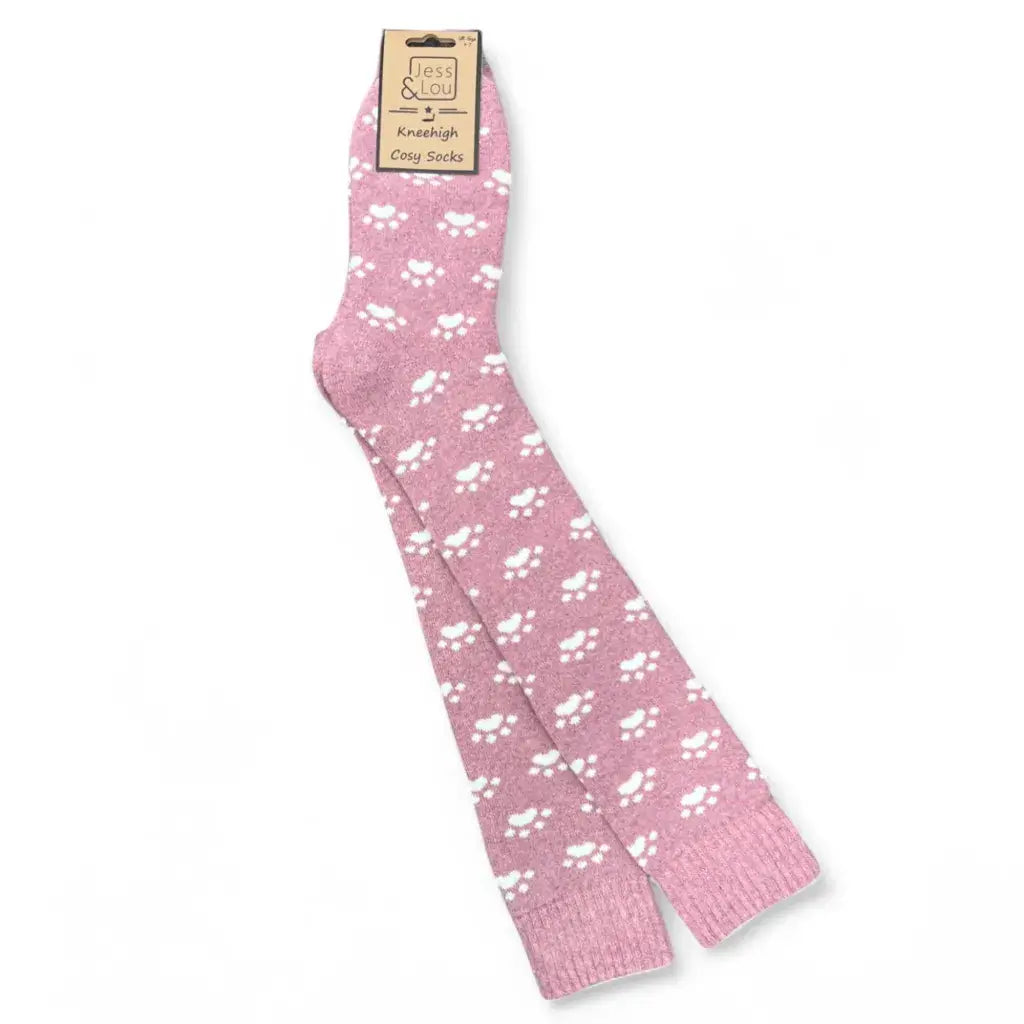 Jess & Lou - Paw Print Super Cosy Knee High Socks