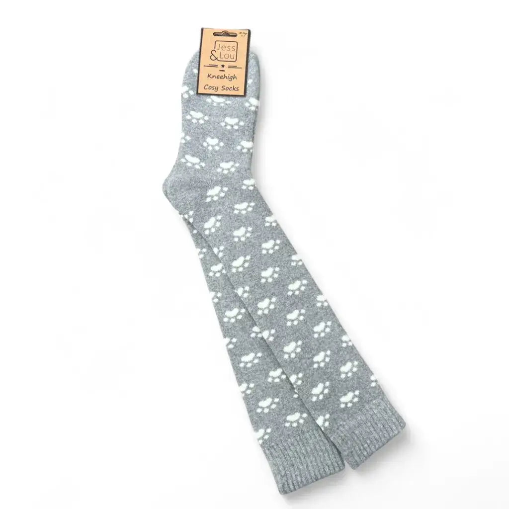 Jess & Lou - Paw Print Super Cosy Knee High Socks