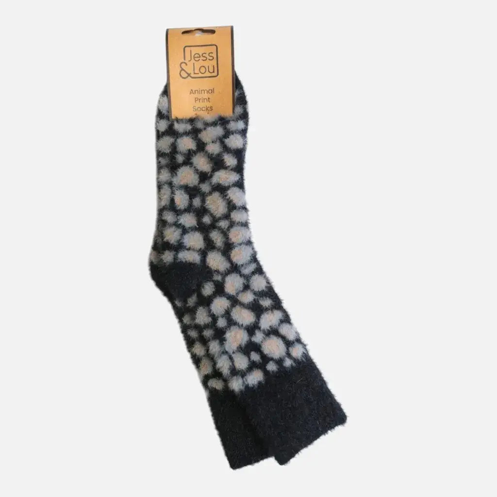 Jess & Lou - Fluffy Leopard Print Socks