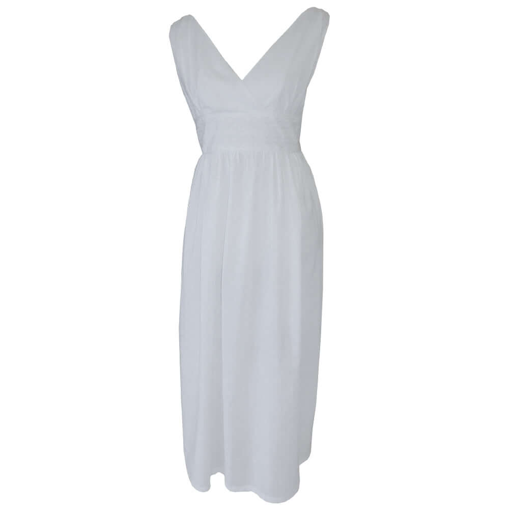 Powellcraft - Henrietta, White Elegant Sleeveless Cotton Nightdress