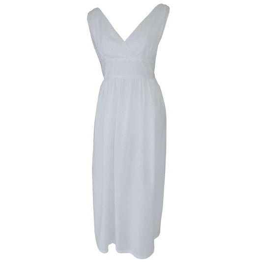 Powellcraft - Henrietta, White Elegant Sleeveless Cotton Nightdress