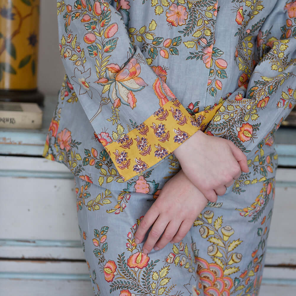Powellcraft - Grey, Coral & Mustard Print Pyjamas