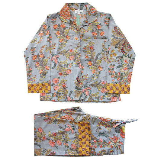 Powellcraft - Grey, Coral & Mustard Print Pyjamas