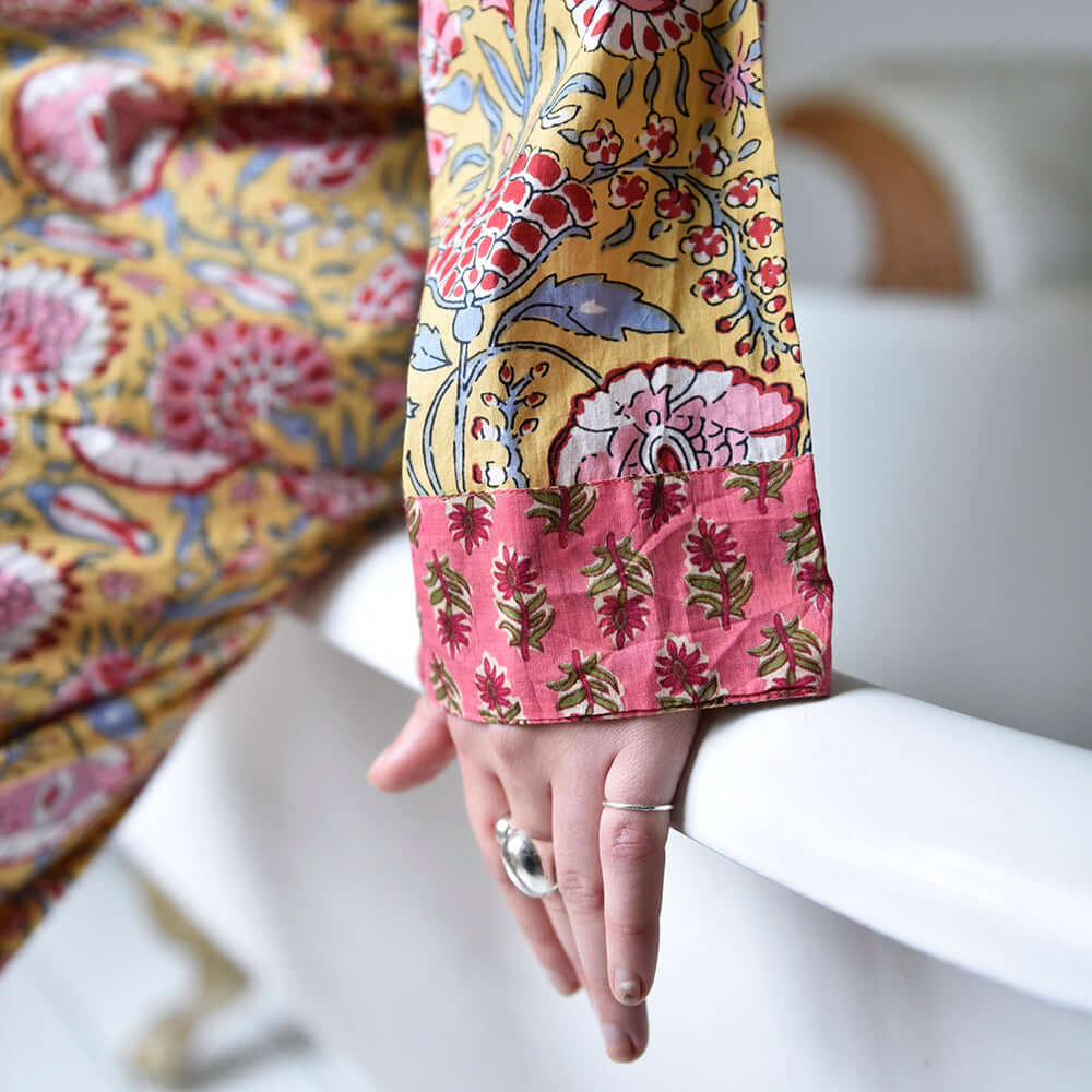 Powellcraft - Yellow & Pink Carnation Print Pyjamas