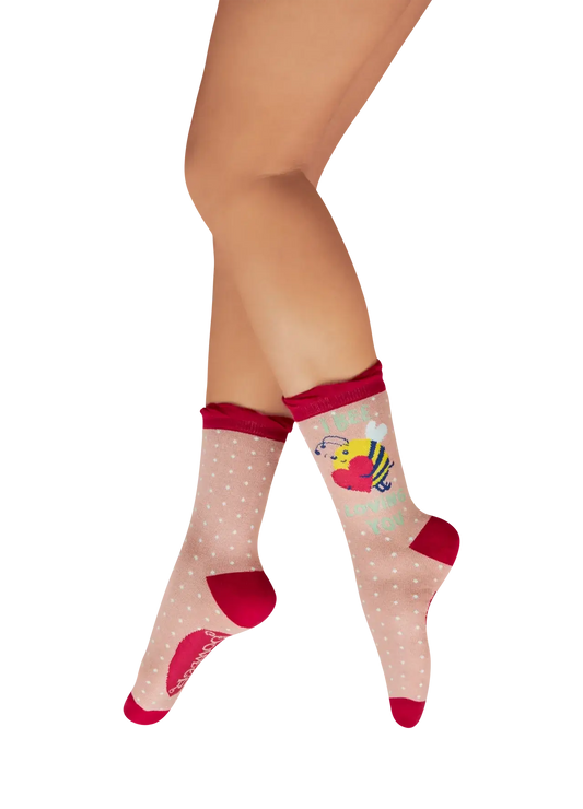 Powder Design Ladies' Ankle Socks - I Bee Loving You - Petal