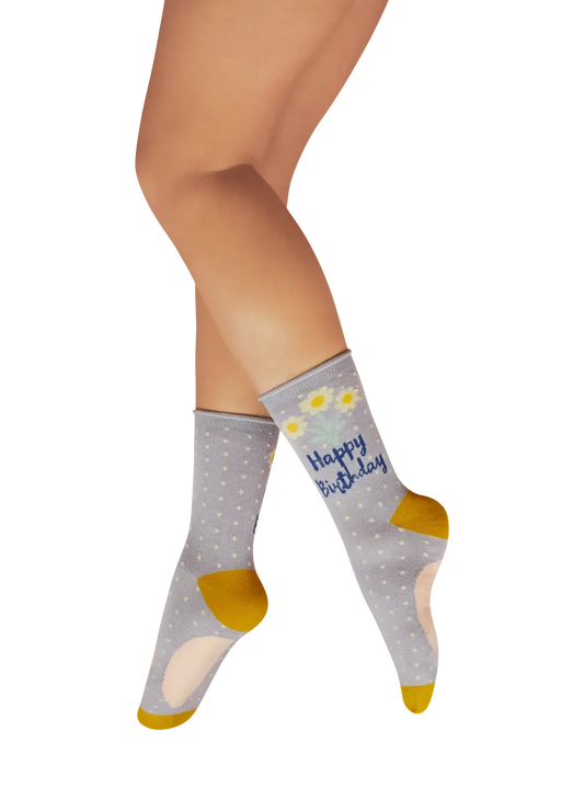 Powder Design Ladies' Ankle Socks - Happy Birthday Daisies - Lilac