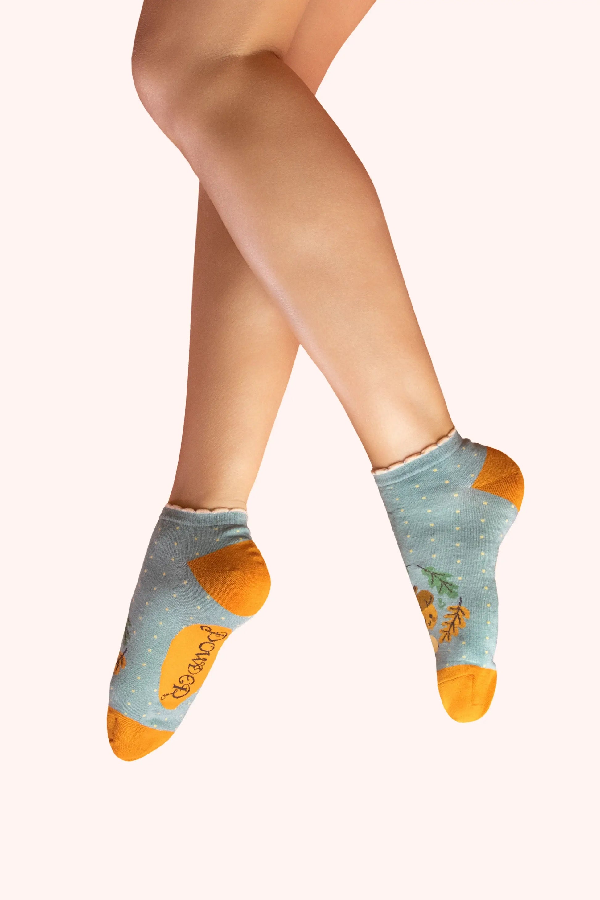 Powder Design Ladies Trainer Socks - Happy Acorn, Ice