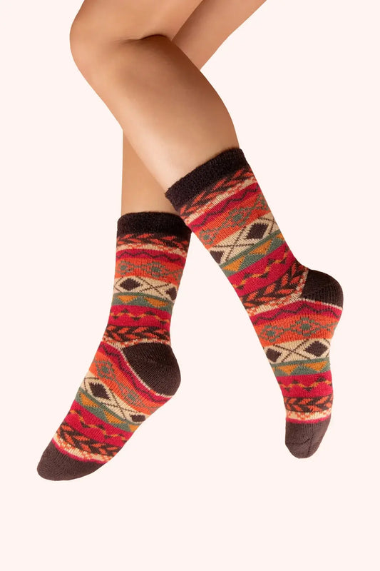 Powder Design Ladies Cosy Socks - Fairisle, Russet
