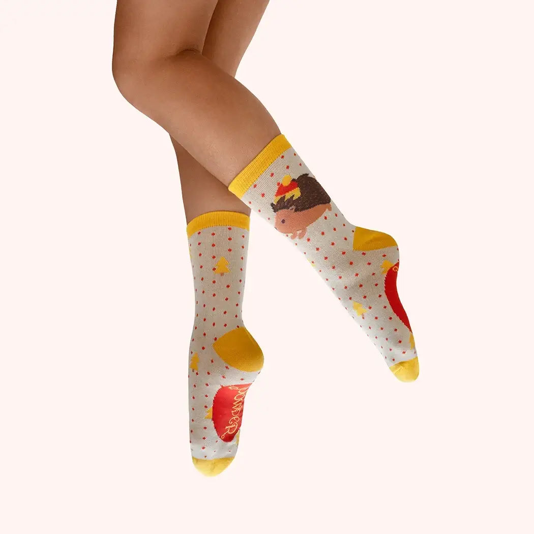 Powder Design Ladies Glitter Ankle Socks - Hedgehog