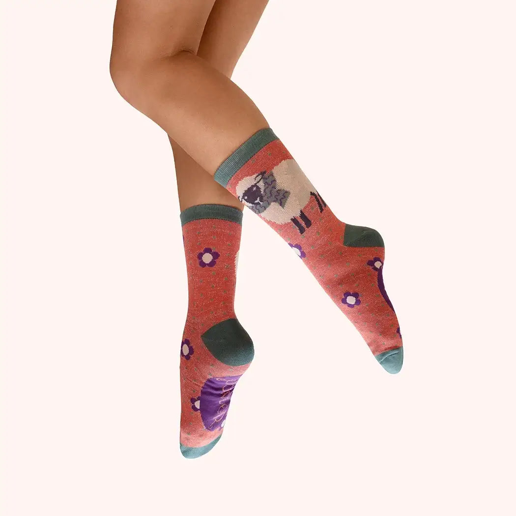 Powder Design Ladies Glitter Ankle Socks - Sheep
