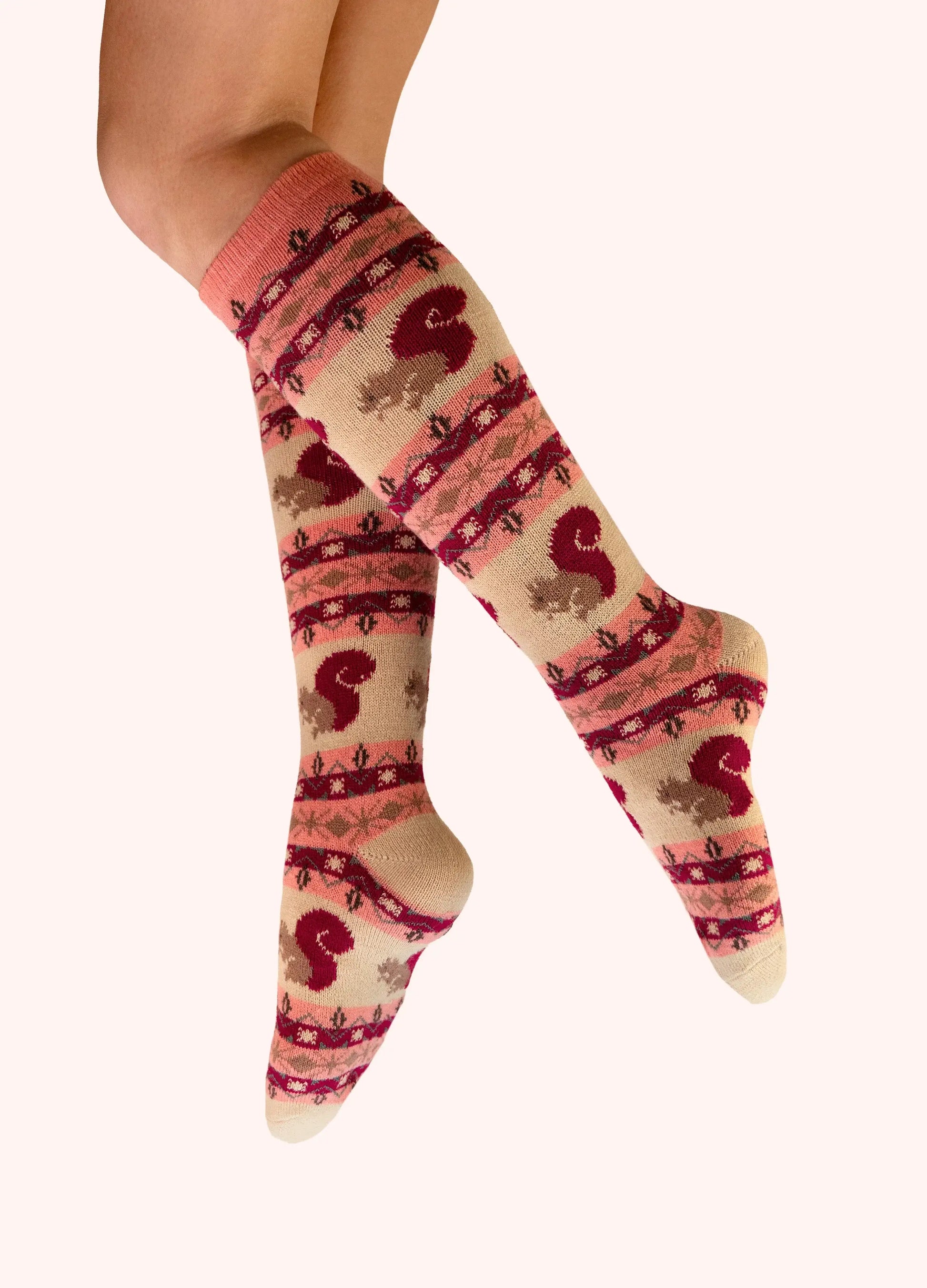 Powder Design Ladies Fair Isle Knee Socks - Squirrel