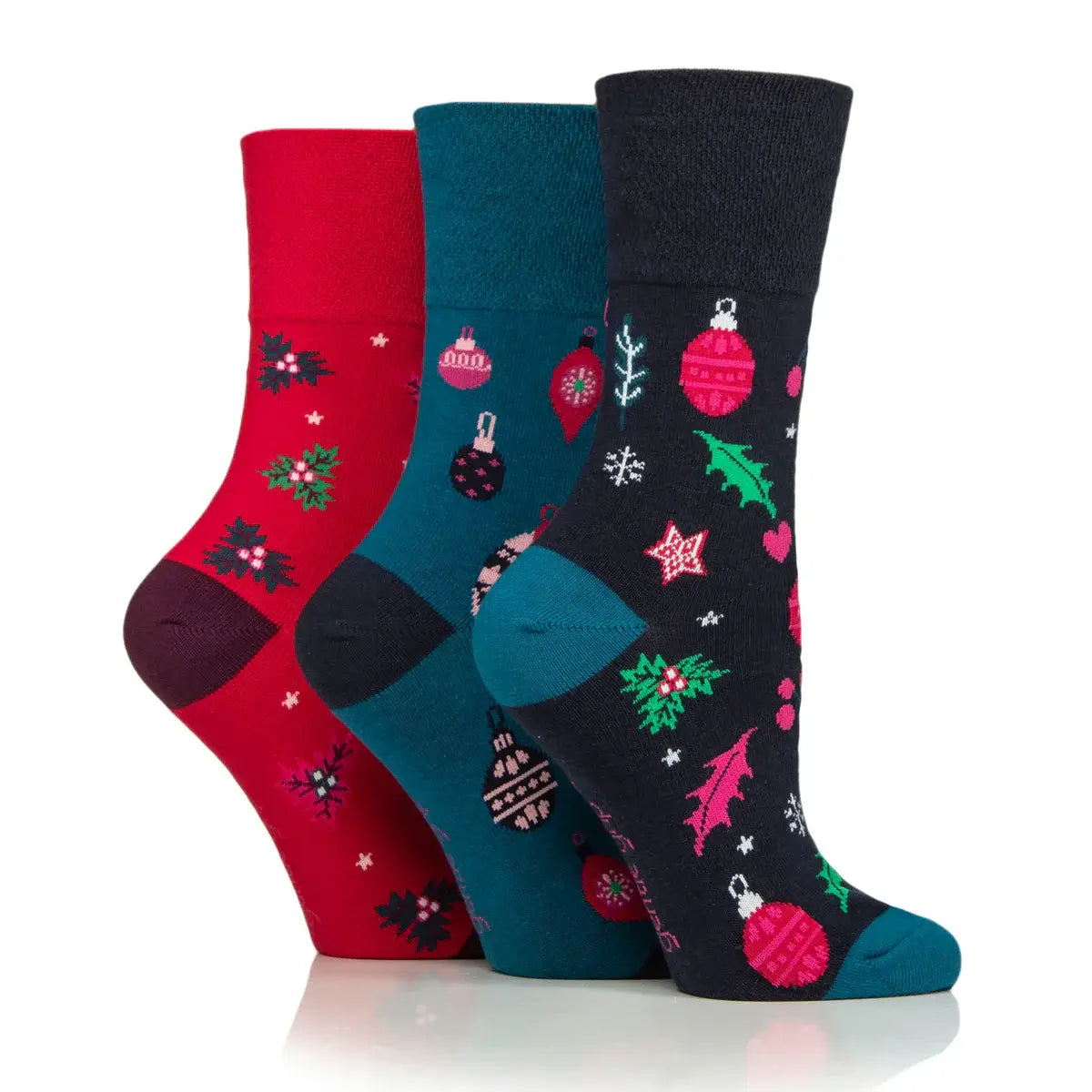 3 Pairs Ladies Fun Feet Christmas Socks - Merry and Bright