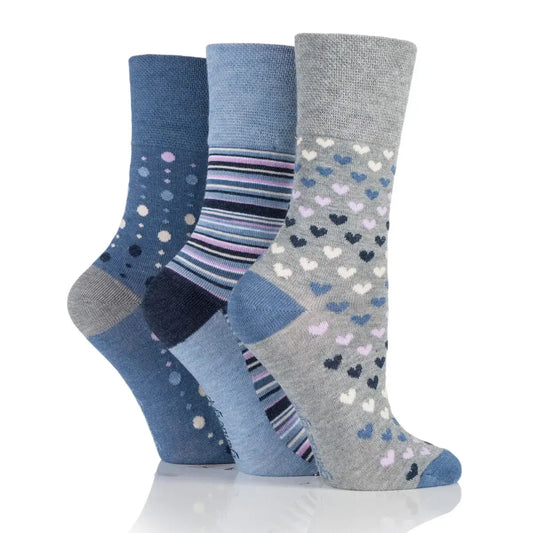 3 Pairs Ladies Bamboo Socks - Denim