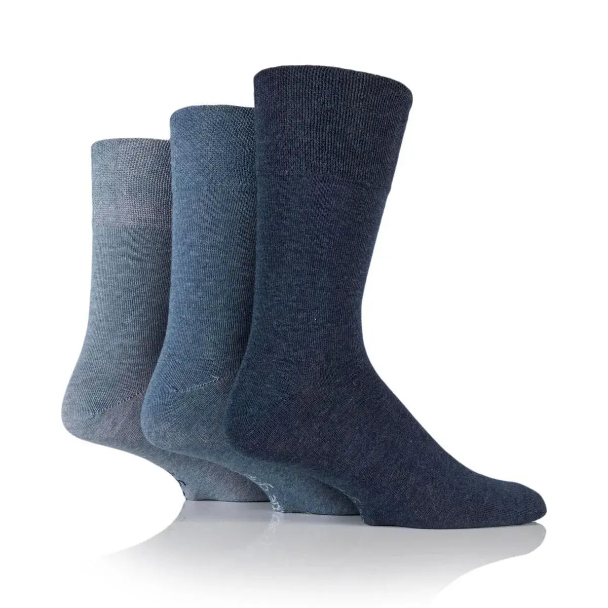 3 Pairs Men's Plain Cotton Socks - Blue Mix