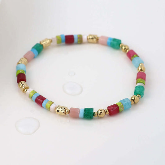 POM925 - Waterproof gold plated and mixed stone necklace