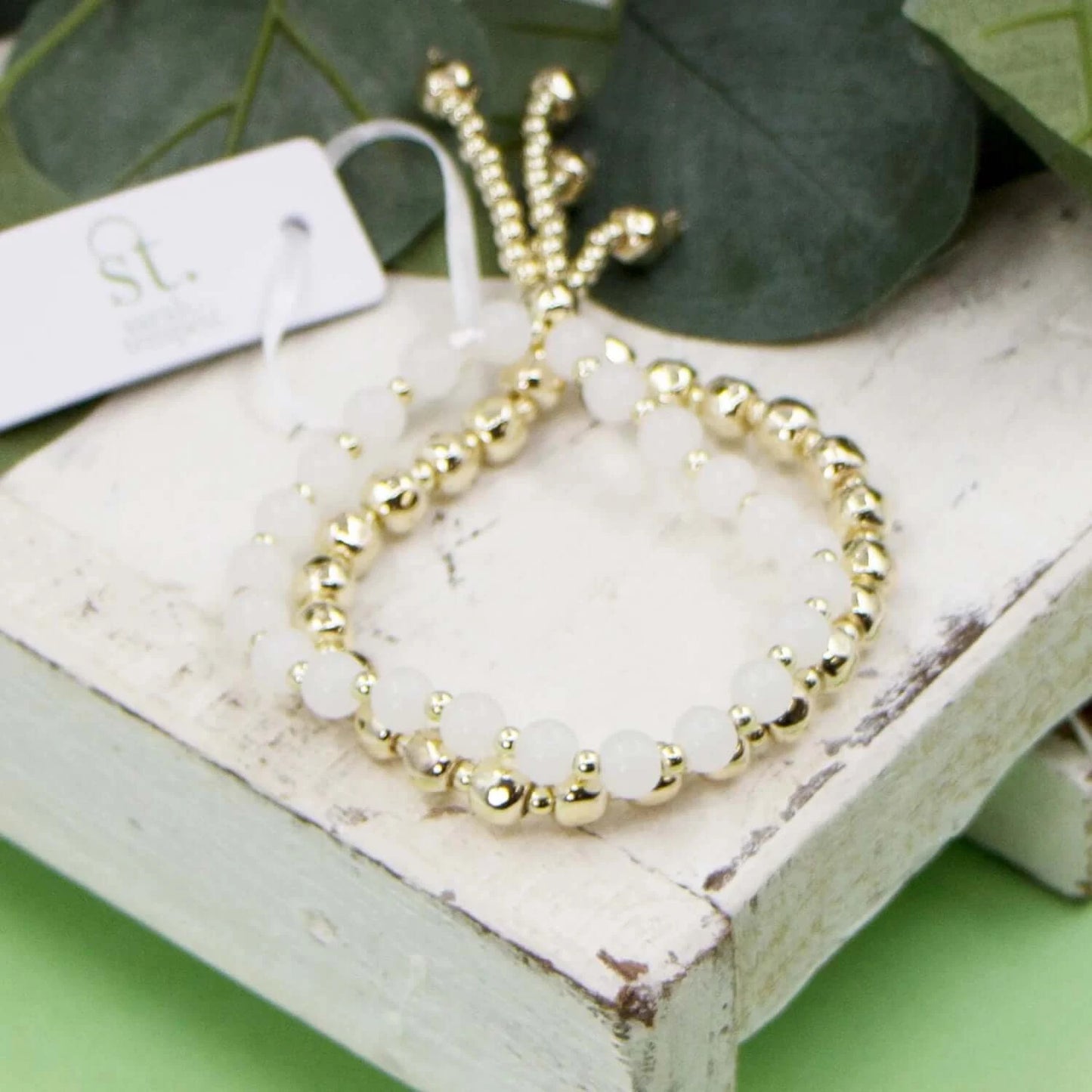Double strand beaded bracelet with glass beads & beaded tassel