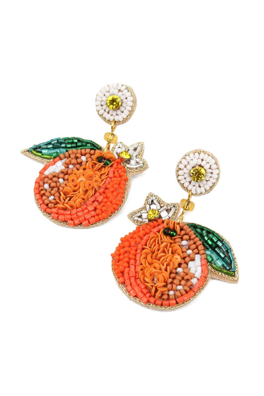 Summer Orange Beaded Earrings