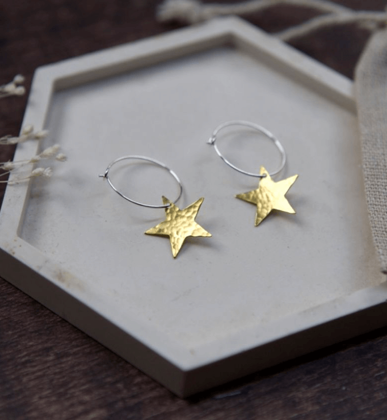 The Old Farmhouse Jewellery - Small Brass Star Earrings