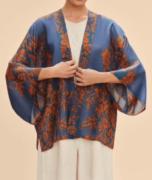 Powder Design Kimono Jacket - Denim Tapestry