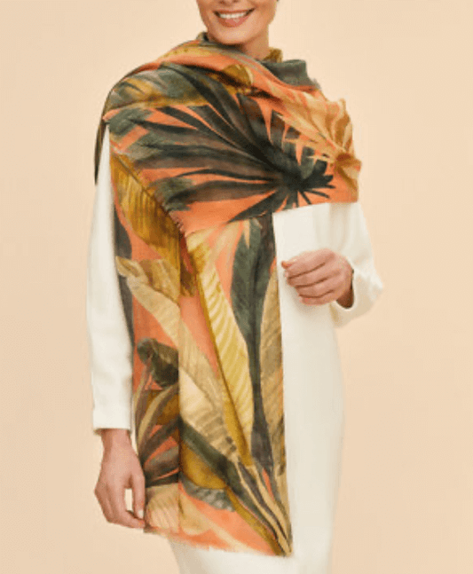 Powder Design Painted Palms Wool Wrap Scarf