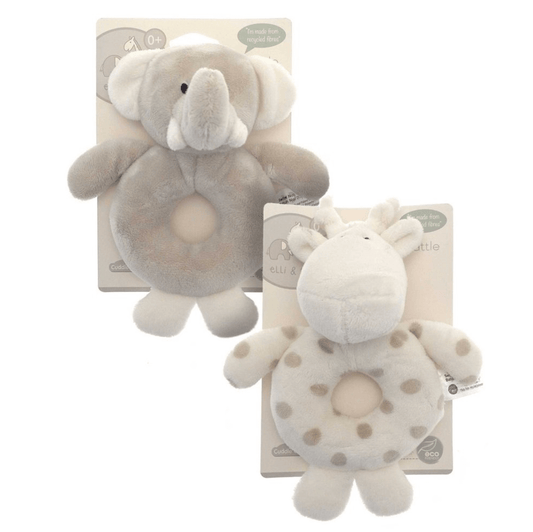 Eco Friendly Elli & Raff Plush Ring Rattles