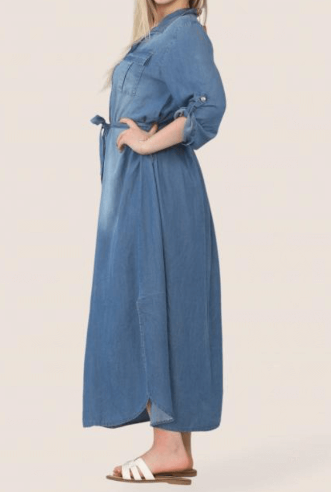 Chambray Button Through Shirt Dress