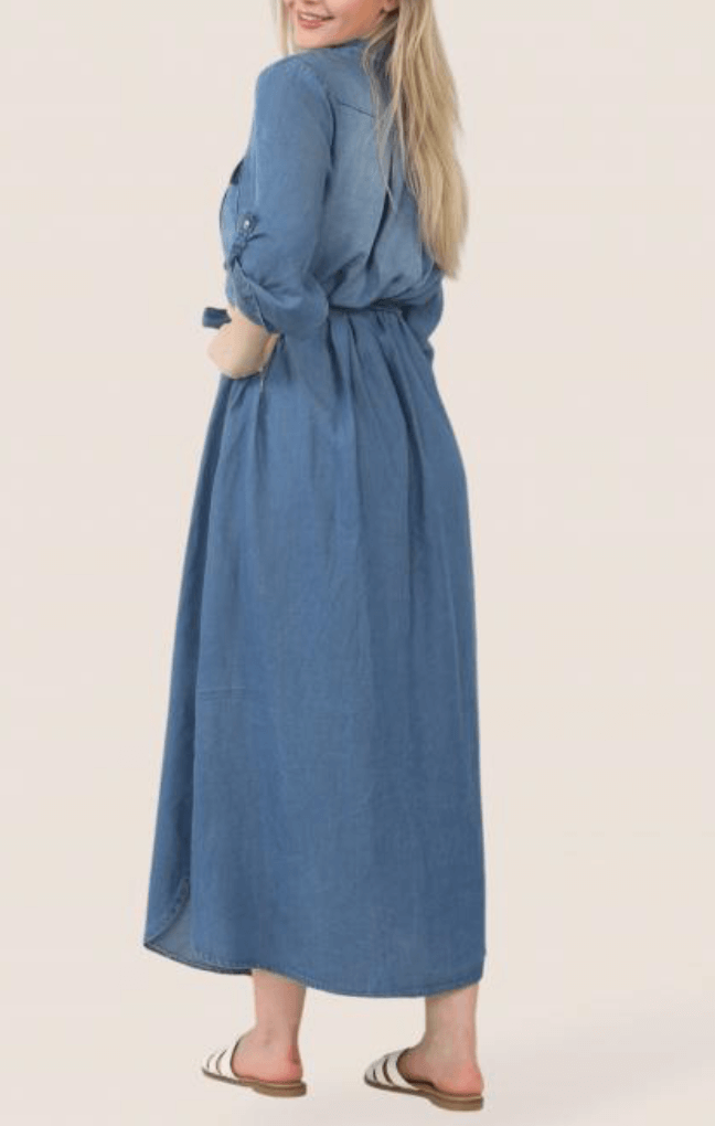 Chambray Button Through Shirt Dress