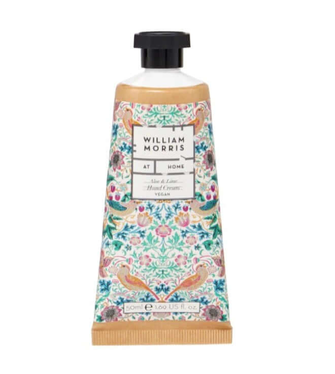 William Morris Aloe & Lime Hand Cream, 50ml, Strawberry Thief