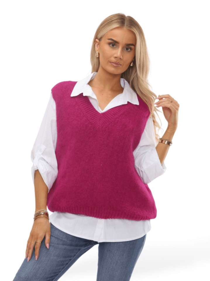 Colette V-Neck Mohair Knit Tank Top