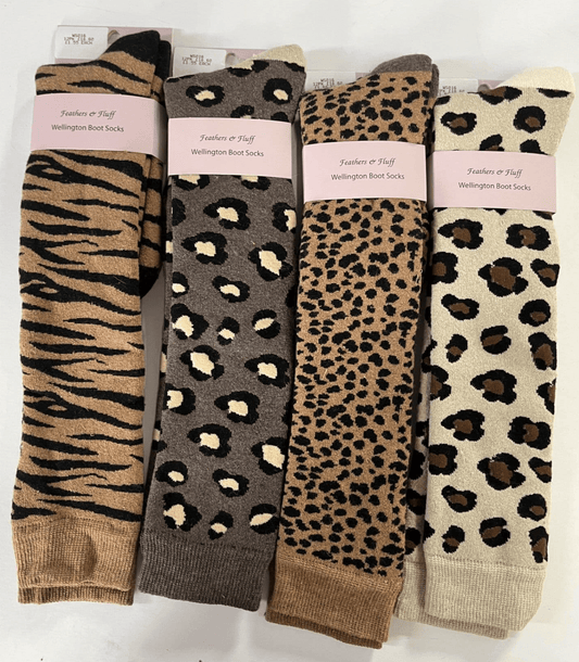 Animal Print Ladies Long Boot Socks