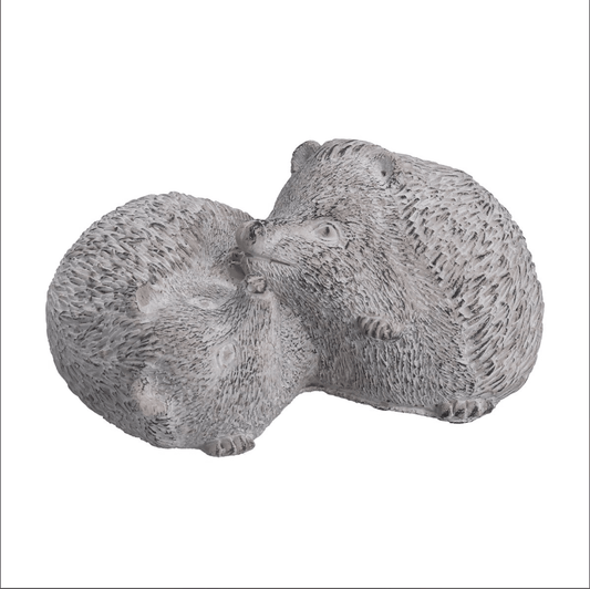 Concrete Orn 11cm - Stone Effect Hedgehog Duo