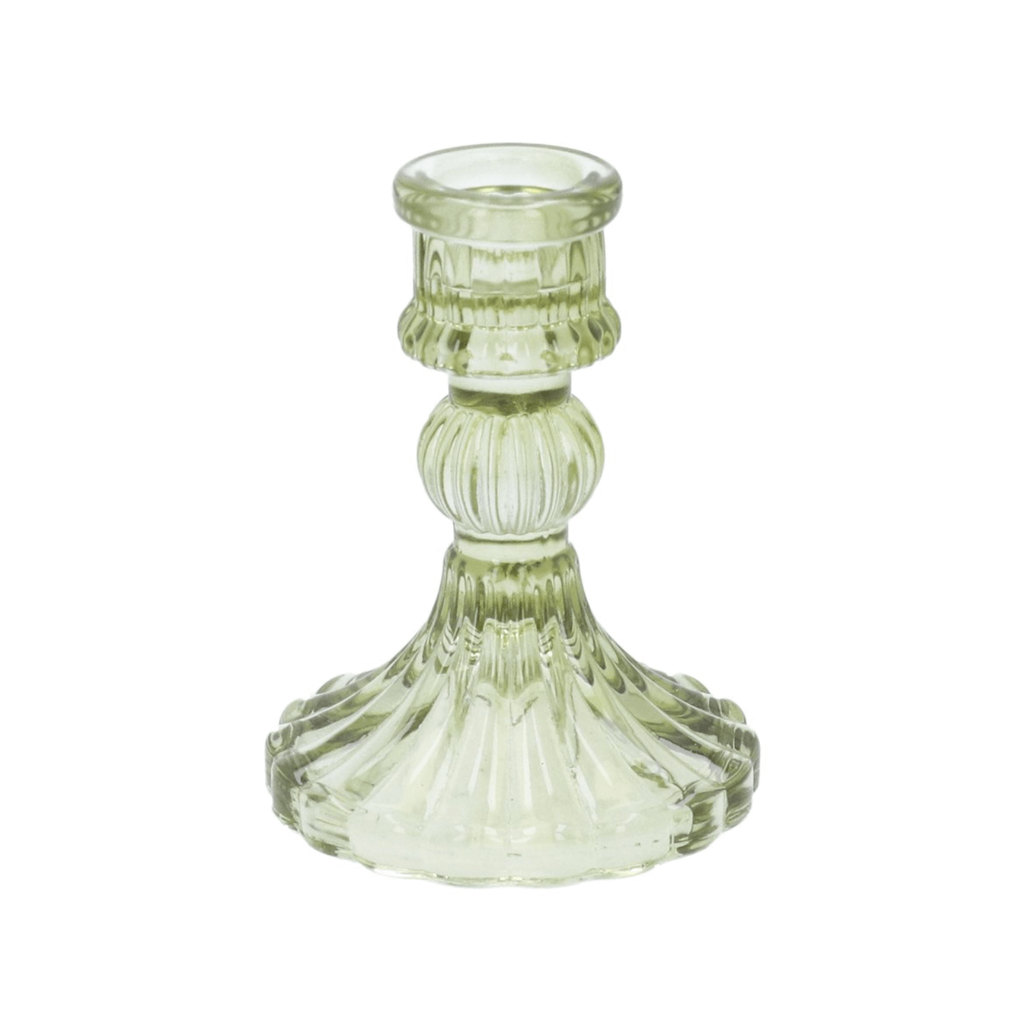 Glass Candlestick 10cm - Olive Green Classic