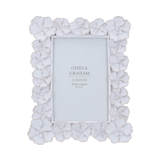 Resin Picture Frame (4"x6") 21.5cm - Antique White Anemone