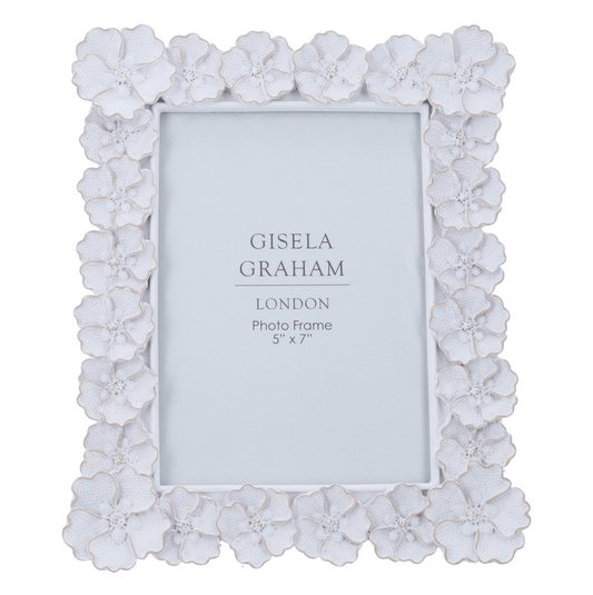 Resin Picture Frame (5"x7") 24cm - Antique White Anemone