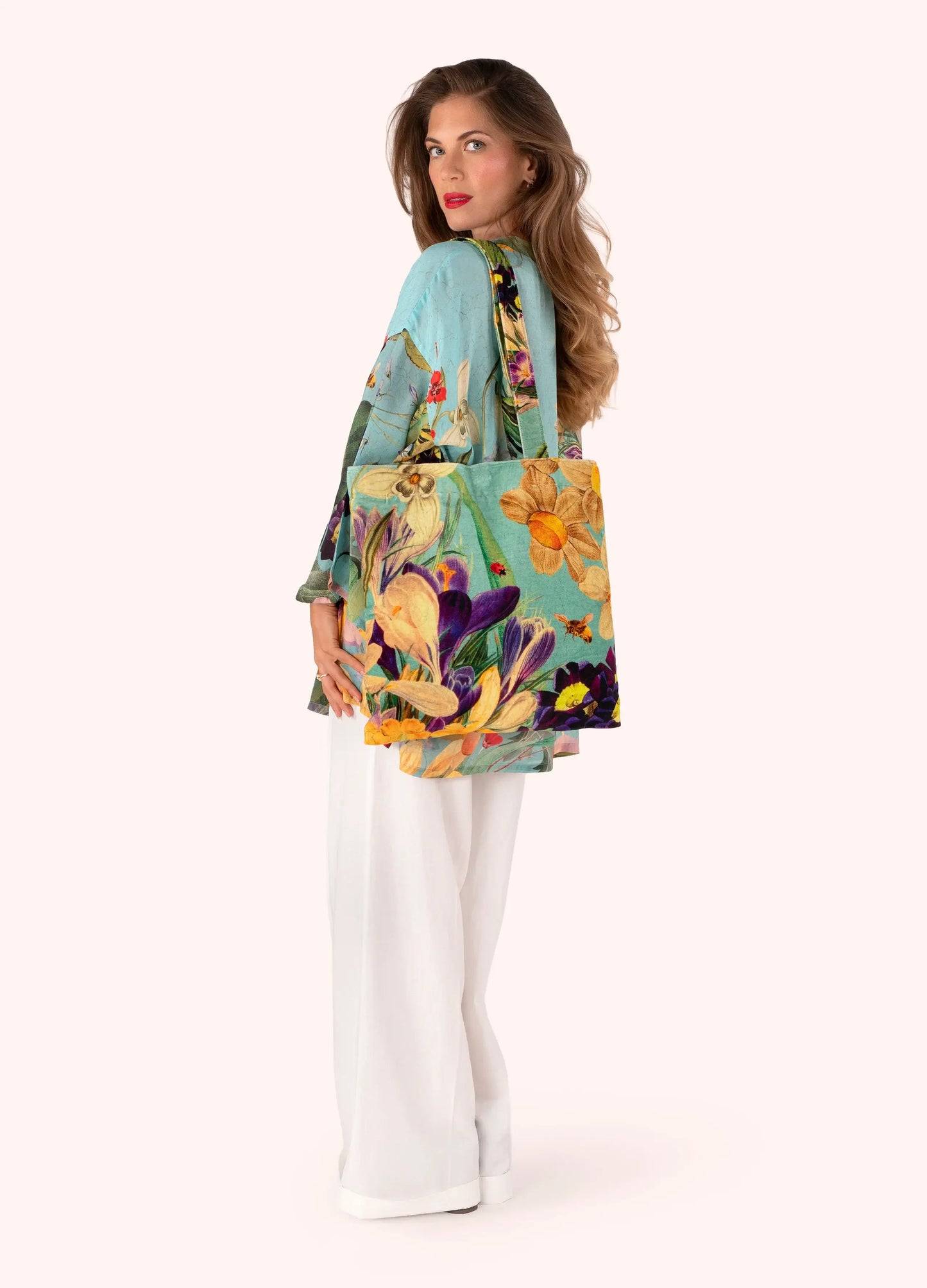 Powder Design Velvet Tote Bag - Spring Flora