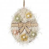 Fluffy Wooden Egg Hanging Decoration