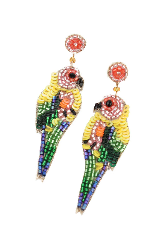 Tropical Parrot Beaded Earrings