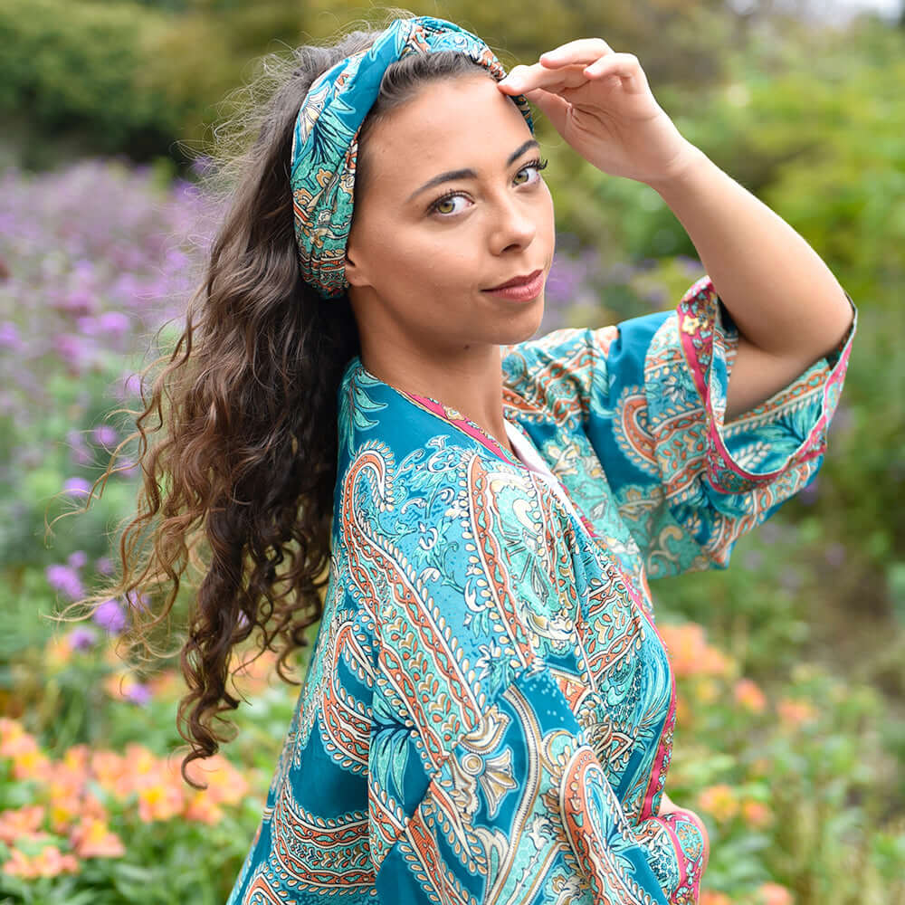 Powellcraft - Turquoise, Orange & Pink Paisley Viscose Headband