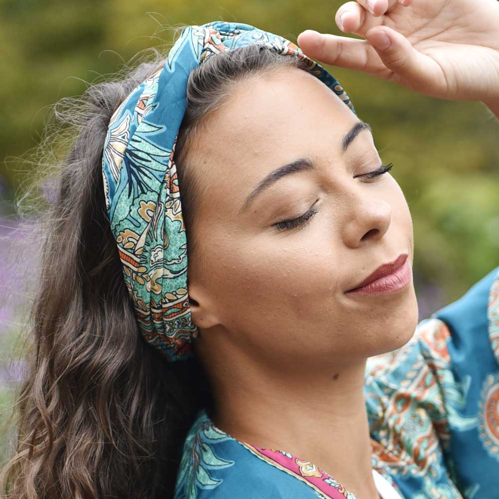 Powellcraft - Turquoise, Orange & Pink Paisley Viscose Headband