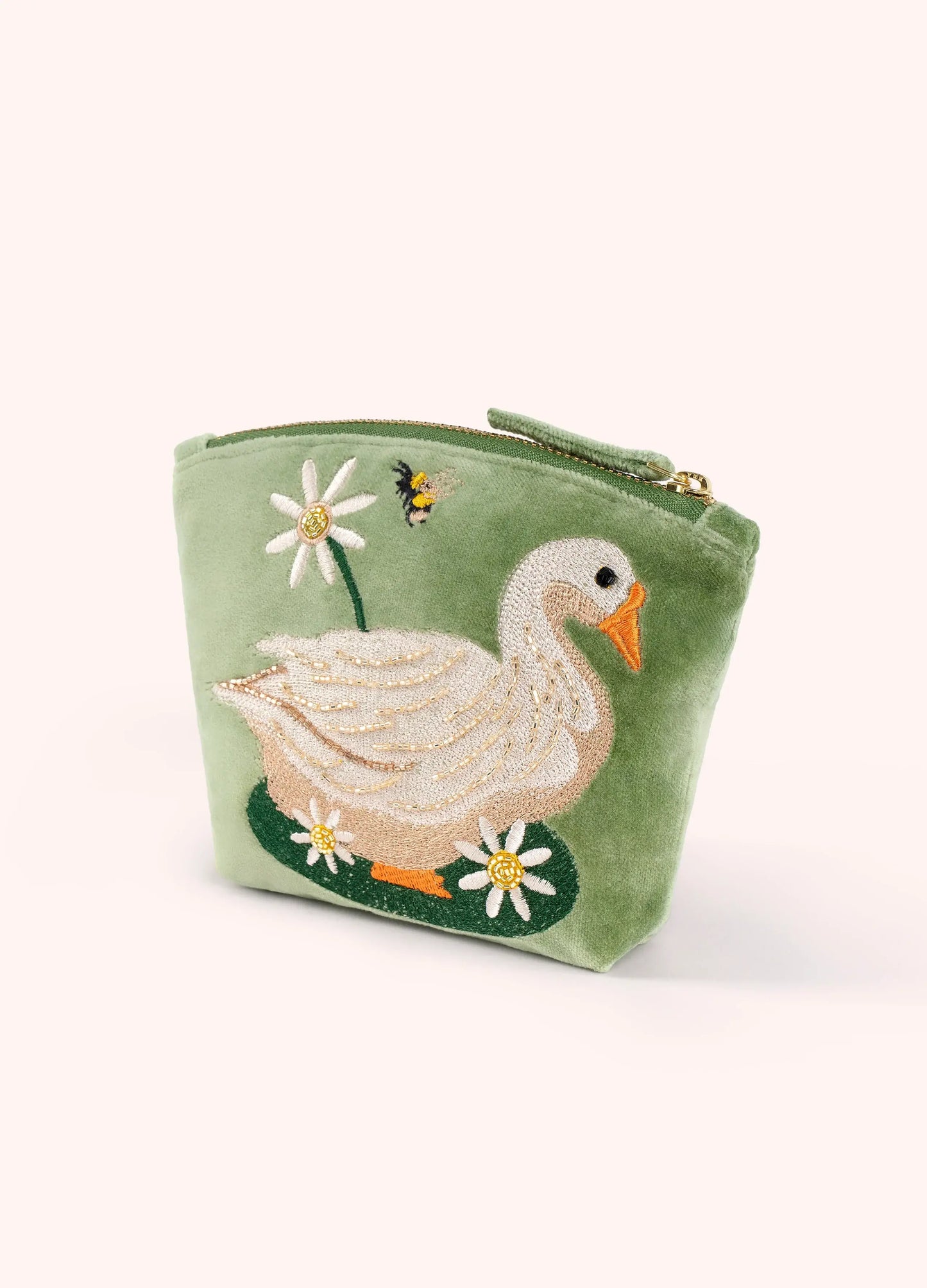 Powder Design Embroidered Velvet Mini Pouch - Garden Goose